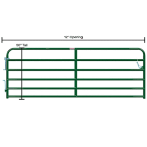 CountyLine 12 ft. x 52 in. 6-Bar Tube Gate, 2 in. Tube, Green