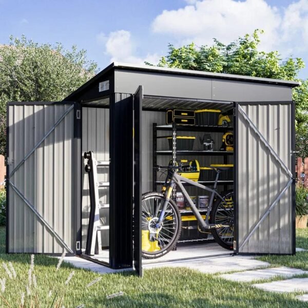 4' X 8' Shed Outdoor Storage Shed With Triple Lockable Door - Image 4