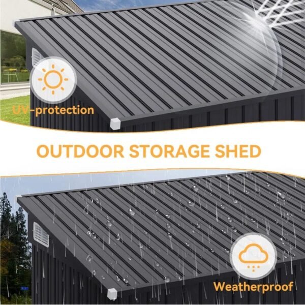 4' X 8' Shed Outdoor Storage Shed With Triple Lockable Door - Image 5