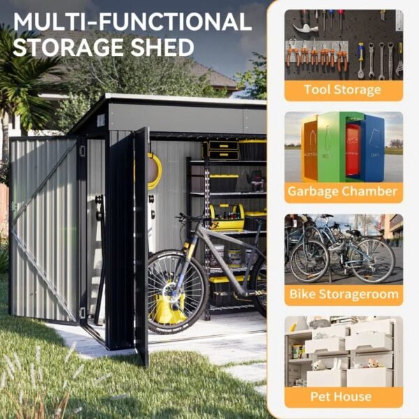 4' X 8' Shed Outdoor Storage Shed With Triple Lockable Door - Image 7
