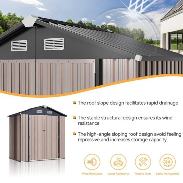 6.4 Ft. W X 4.0 Ft. D Steel Storage Shed With Door Lock And Floor - Image 2