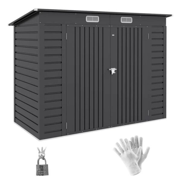 8 ft. W x 4 ft. D Galvanized Steel Horizontal Storage Shed