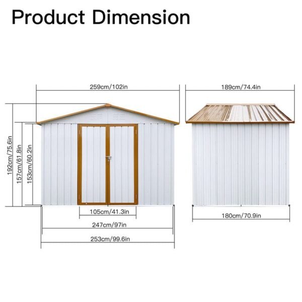 8 ft. W x 6 ft. D Stainless Steel Horizontal Storage Shed - Image 6