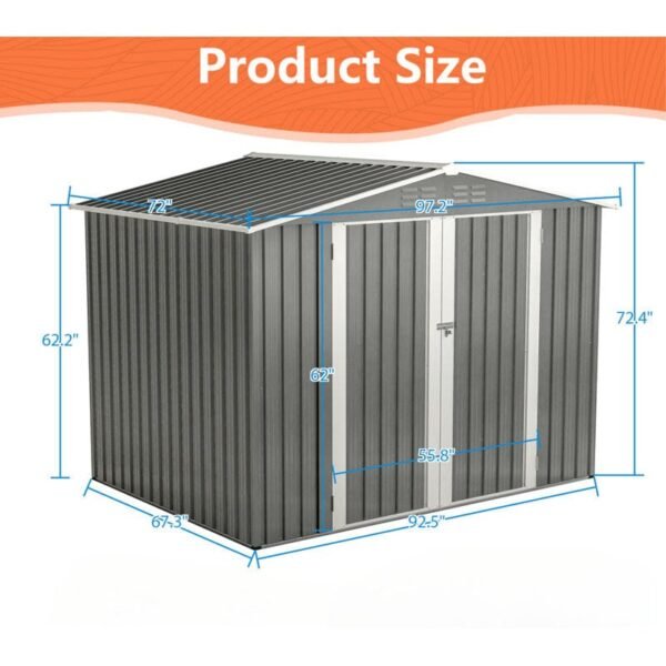 8 x 6 ft Outdoor Storage Shed - Image 6