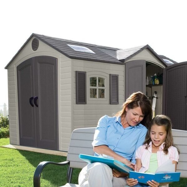 Dual Entry 15 ft. W x 8 ft. D Plastic Storage Shed - Image 2