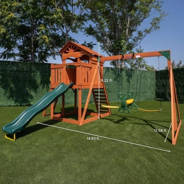 Sportspower Oak Grove Wooden Swing Set with Lifetime Warranty on 8' Blow Molded Slide - Image 6
